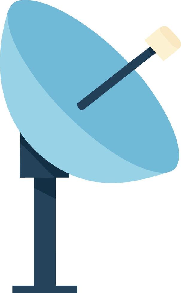 Satellite dish antenna communication technology equipment illustration in blue and black colors vector