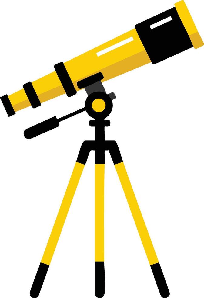 Yellow telescope on tripod for astronomy and observation activities illustration vector