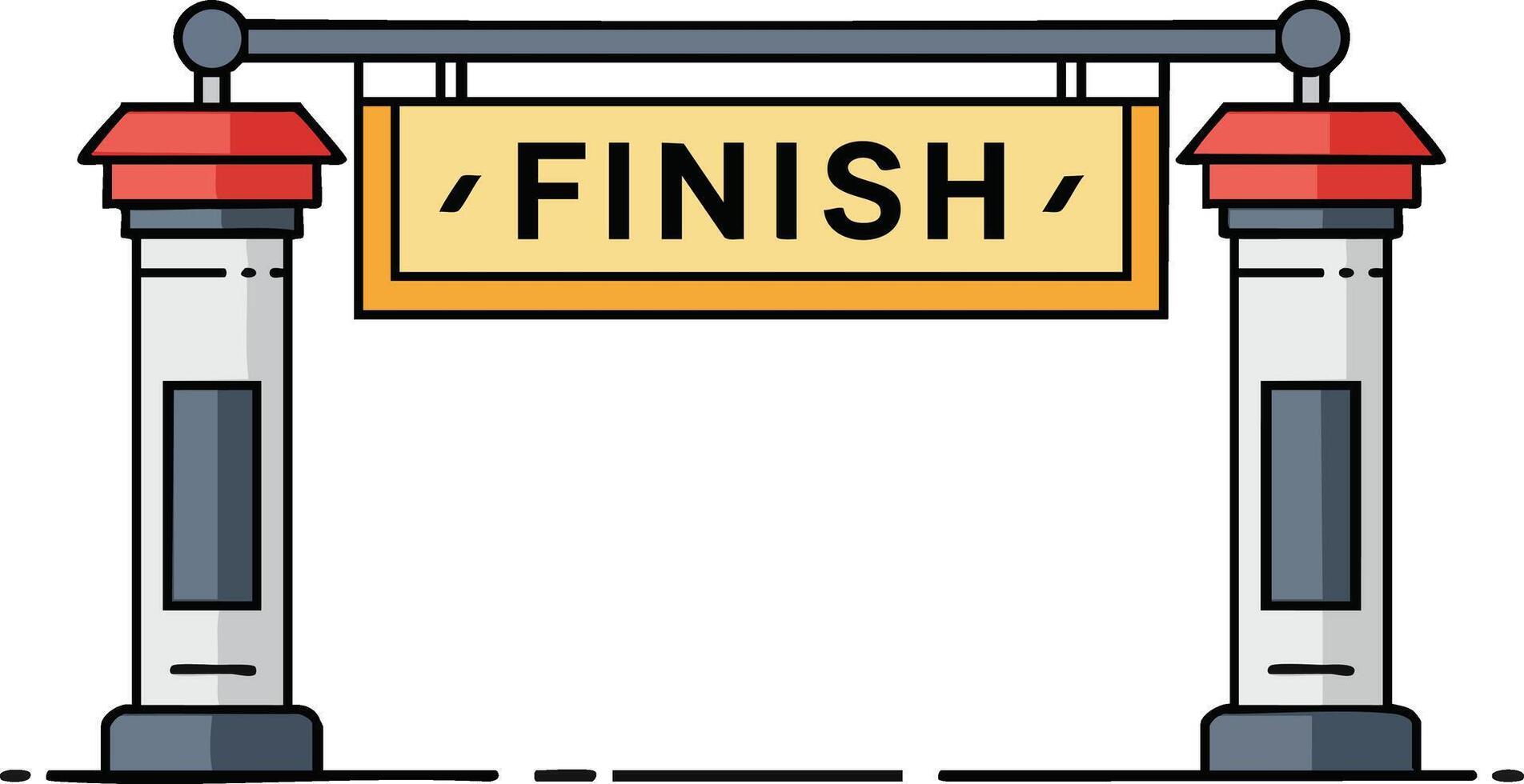 Finish line arch with pillars and banner for race or competition endpoint illustration vector