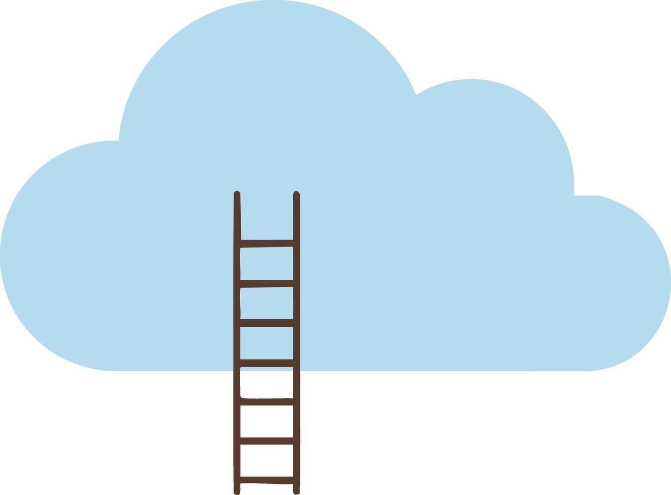 Cloud with ladder symbolizing growth and aspiration in simple illustration design vector