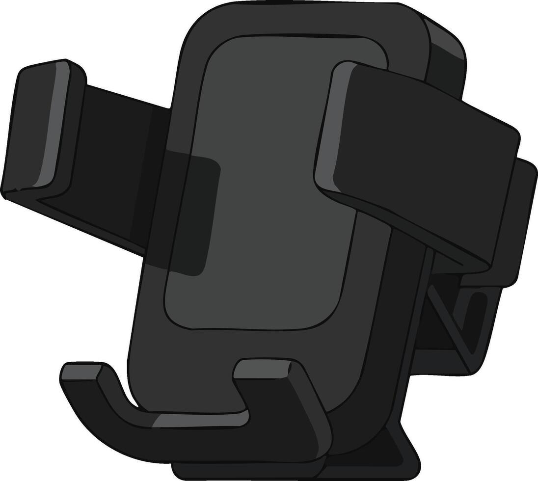 Car phone holder for dashboard or air vent with adjustable arms and black finish for secure mobile device mounting vector