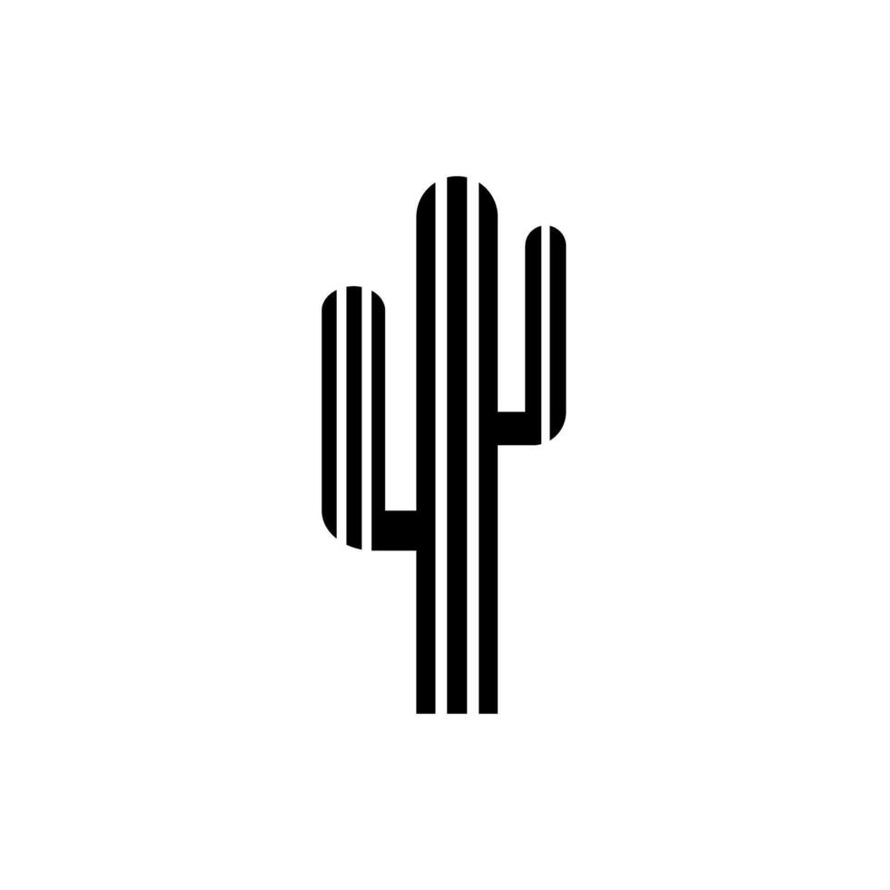 Modern black and white cactus design representing desert beauty in a minimalist style vector