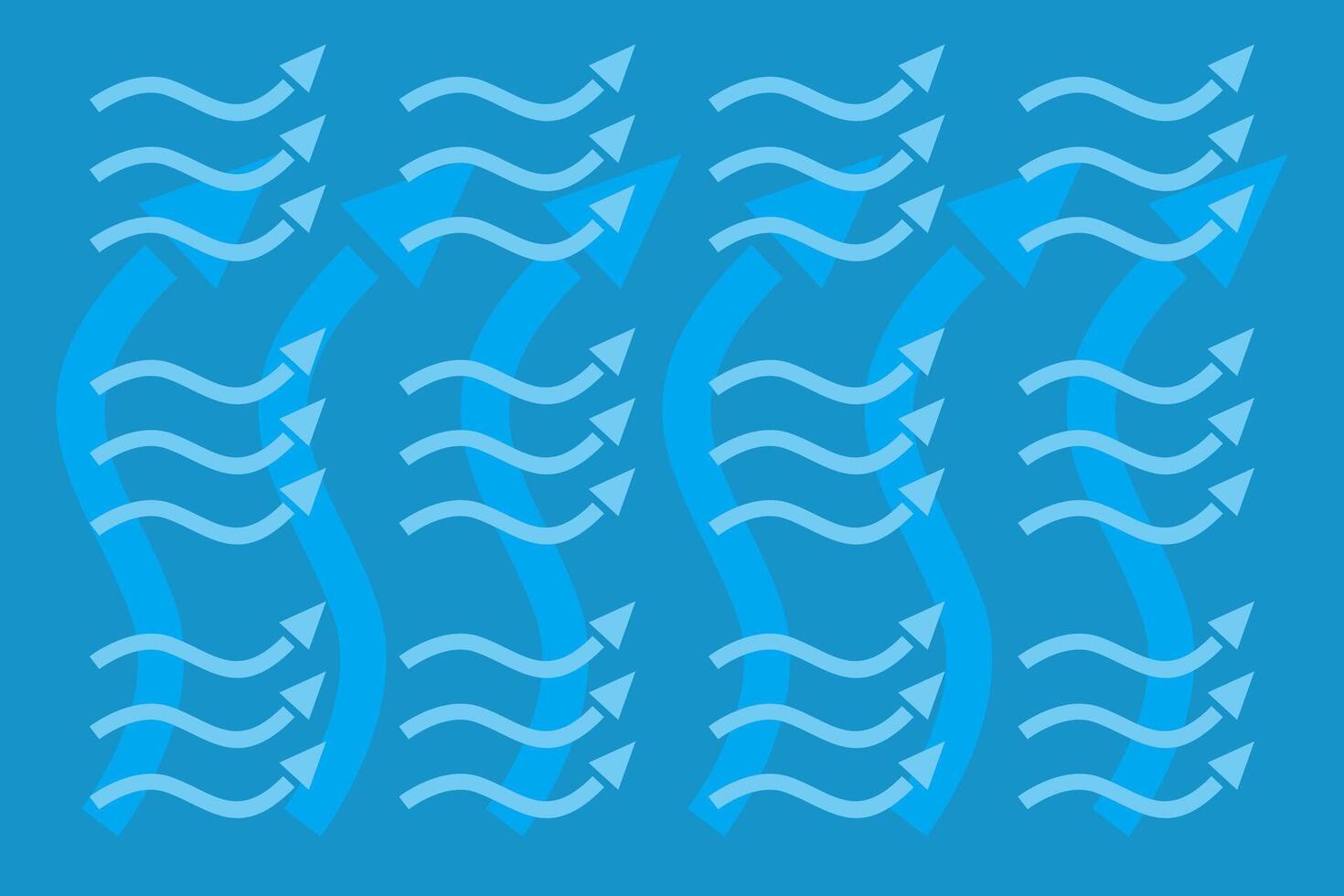 Dynamic abstract design featuring flowing lines and arrows in shades of blue on a solid blue background vector