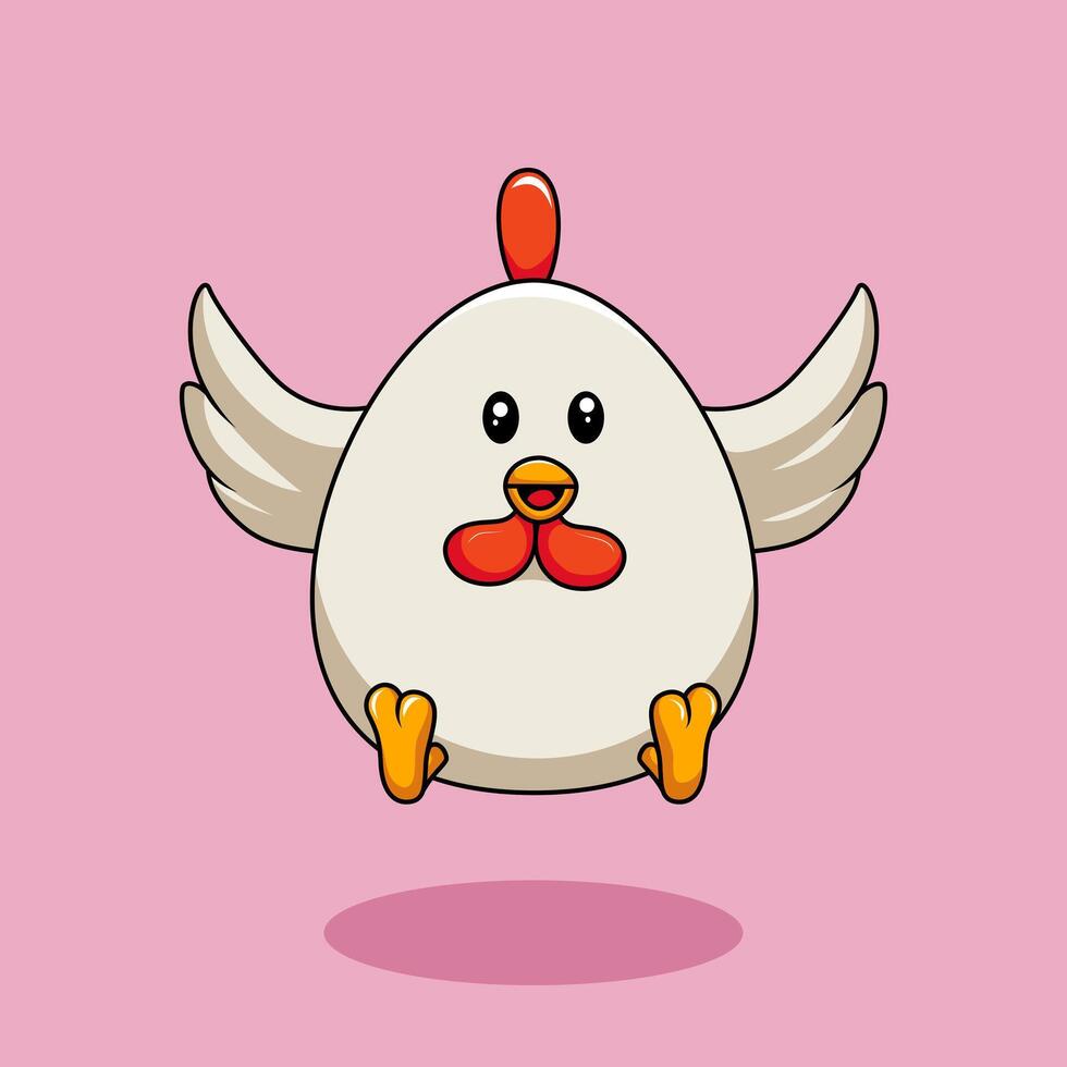 Cute Cartoon Chicken Floating vector
