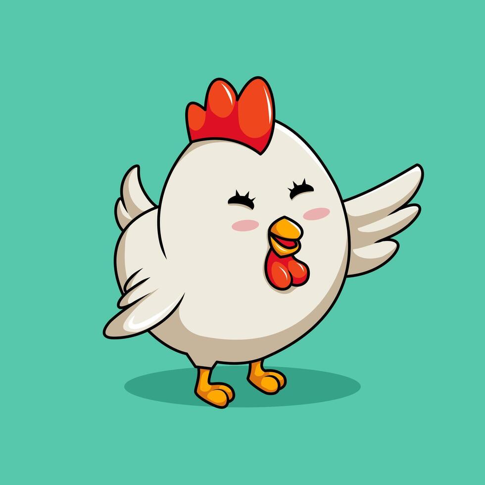 Adorable Chicken Cartoon with Shy Expression vector