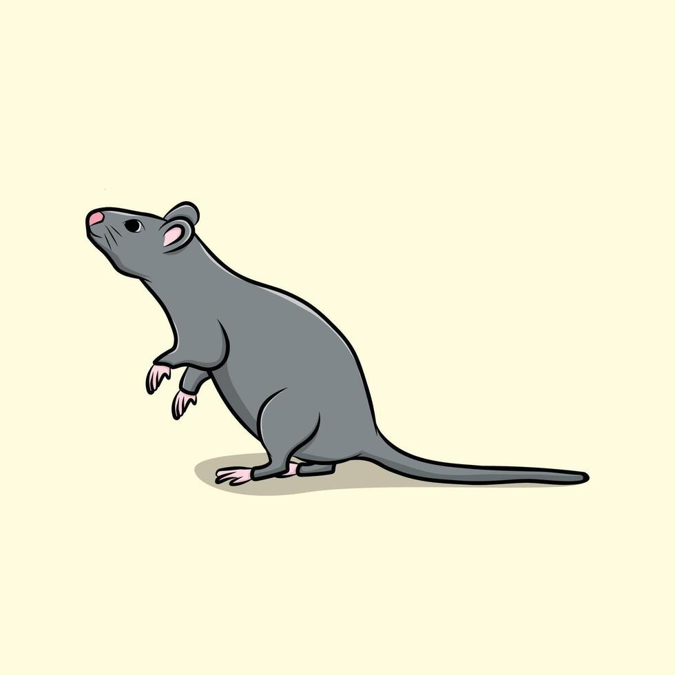 Illustration of a gray rat standing on its hind legs vector