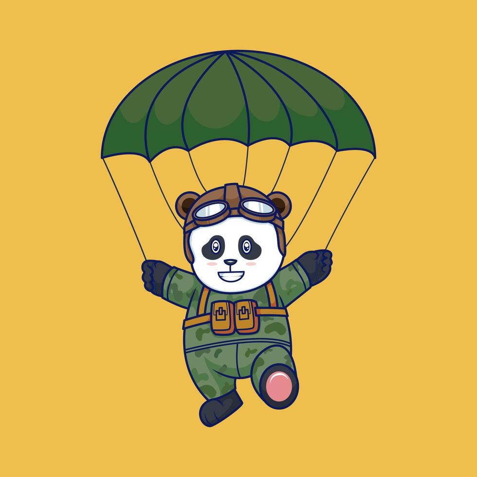 Panda Paratrooper with Parachute illustration vector