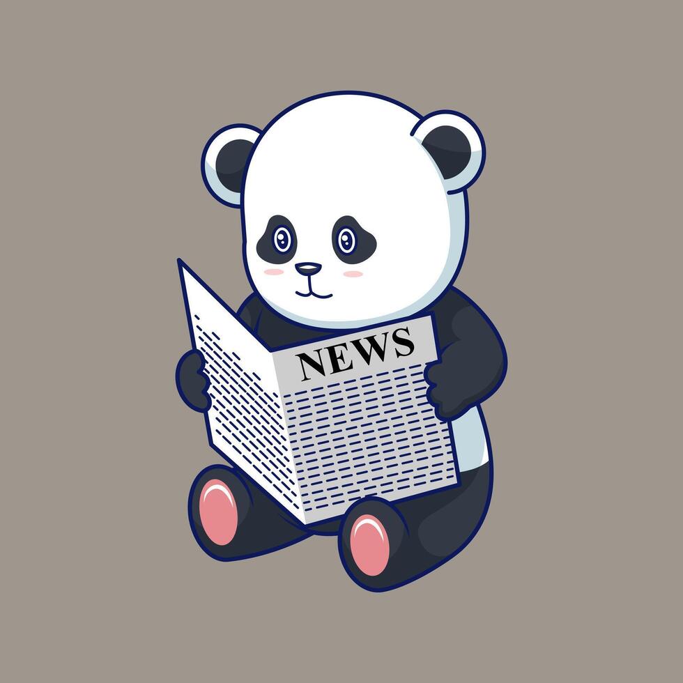Panda Reading Newspaper vector