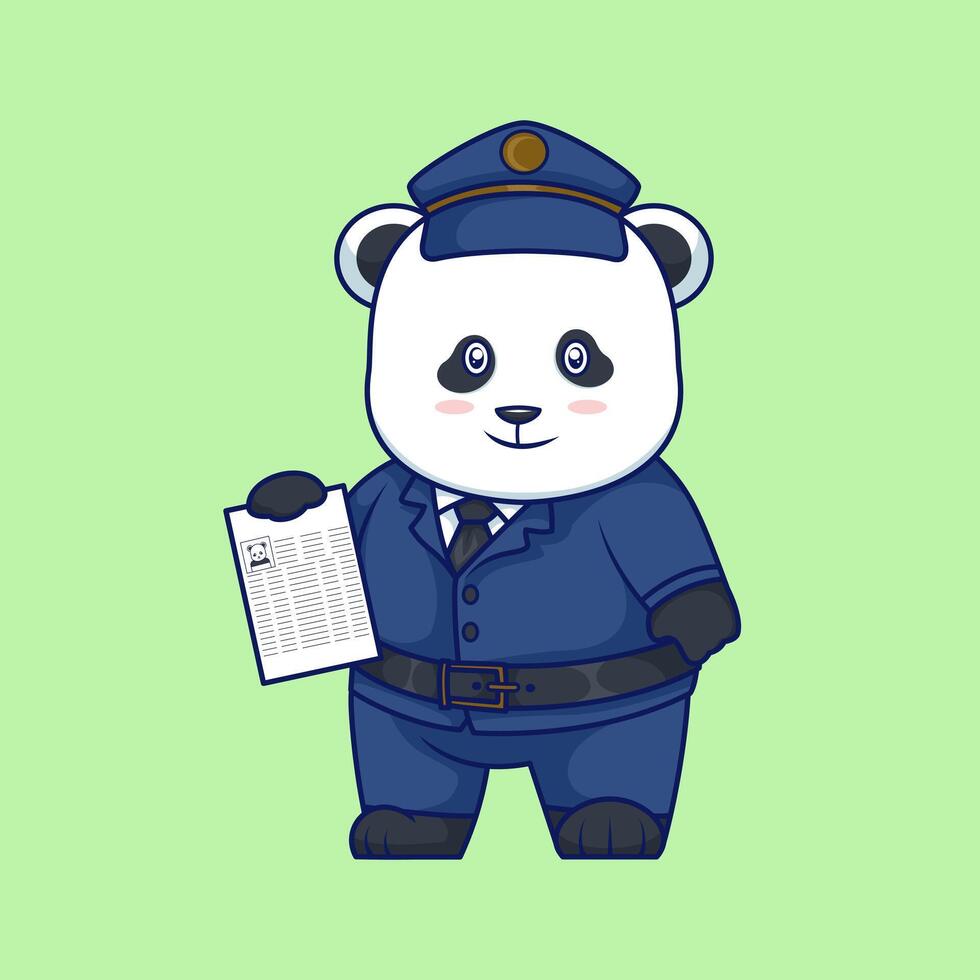 Panda Officer with Document vector