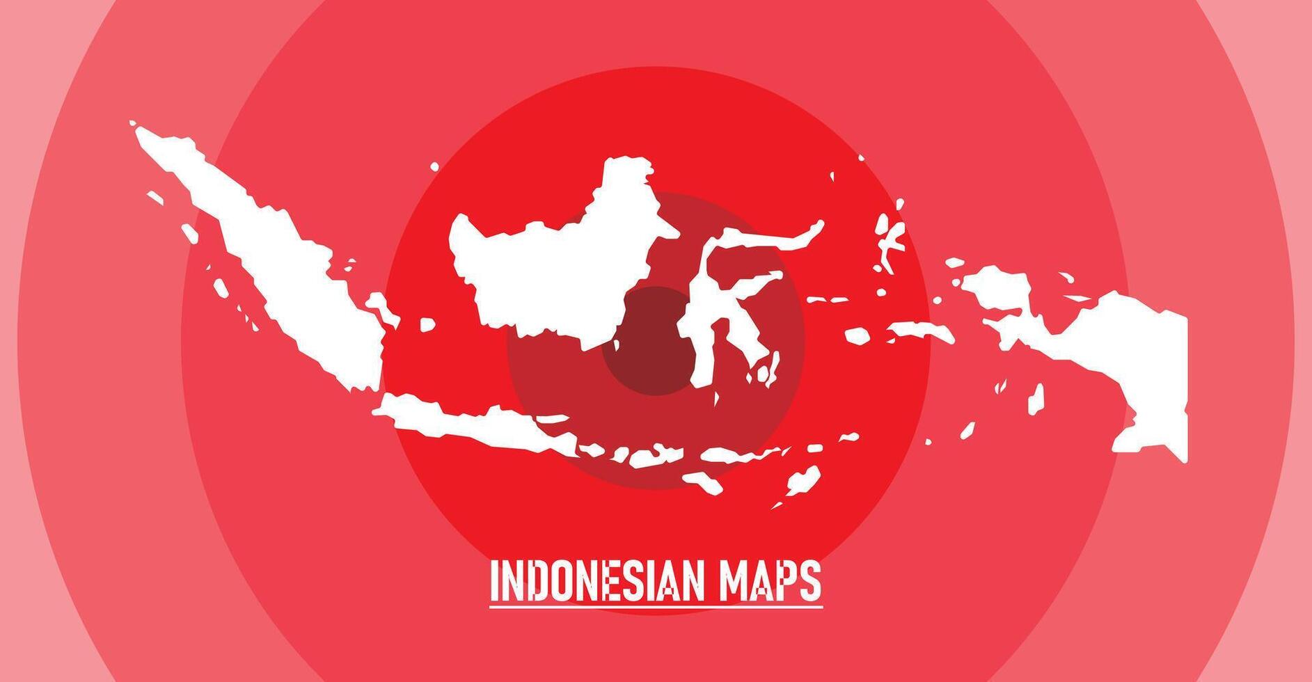 Striking illustration of Indonesian map, featuring a bold white silhouette on a red backdrop with a subtle ripple effect. Ideal for conveying the nation's strength and patriotic spirit vector