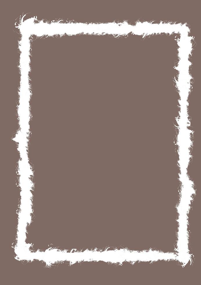 Rustic frame with distressed, frayed edges on a warm brown background, perfect for vintage designs, photo borders, and textured overlays. Adds an aged, artistic touch vector