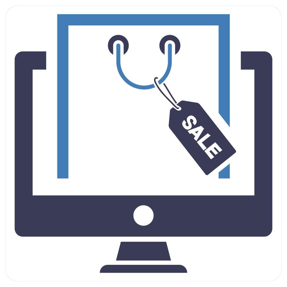 Online Sale icon concept in blue color vector
