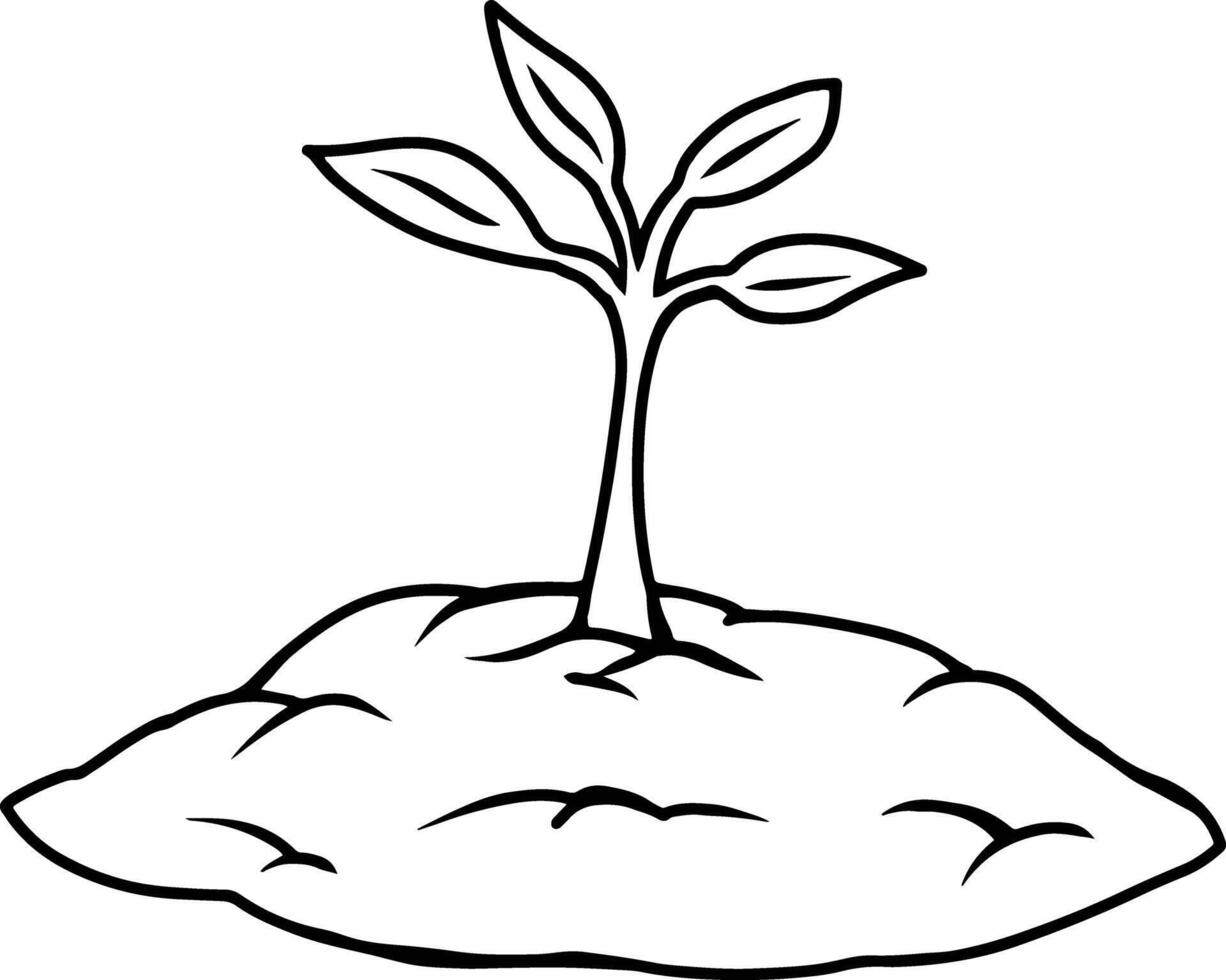 Young Plant Sprouting from Soil vector