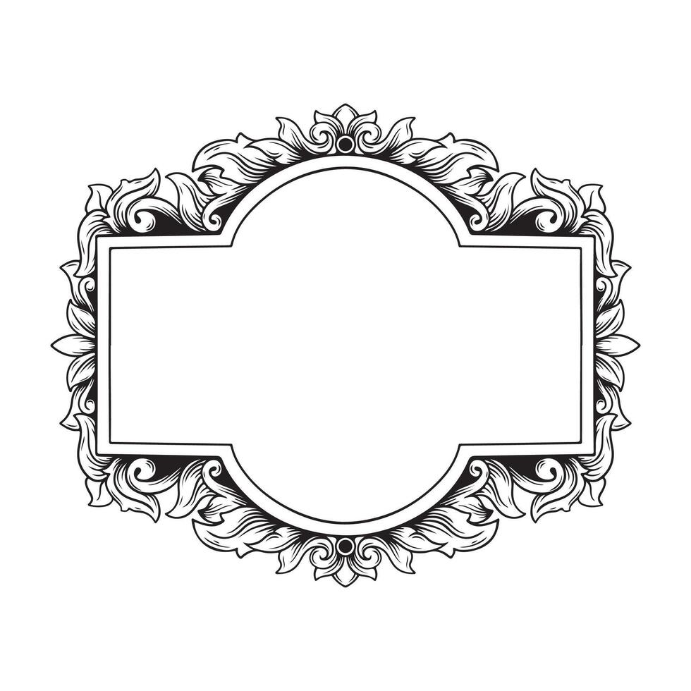 Illustration of floral frame with place for your text in black and white vector