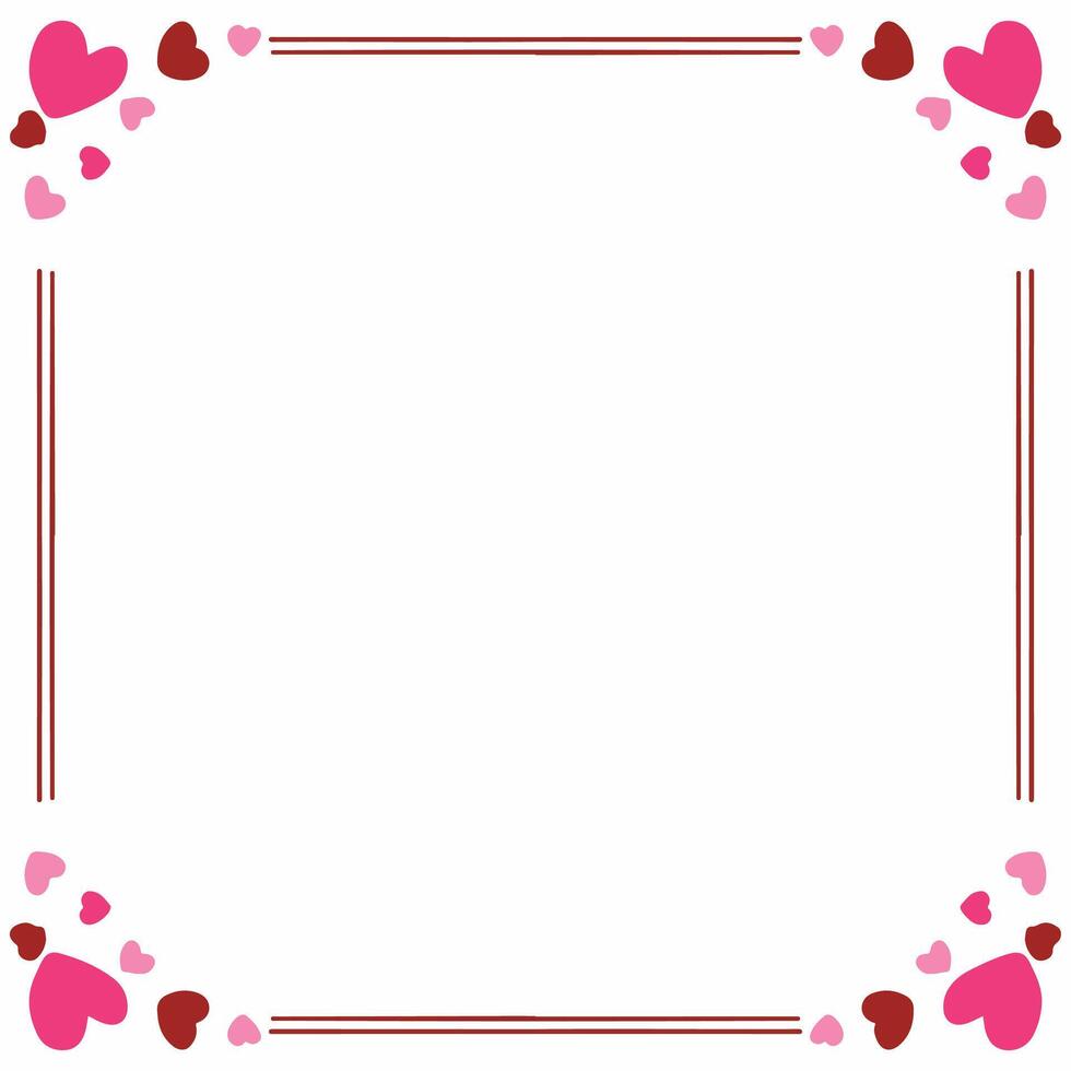 Valentine's day frame with hearts on white background. illustration vector