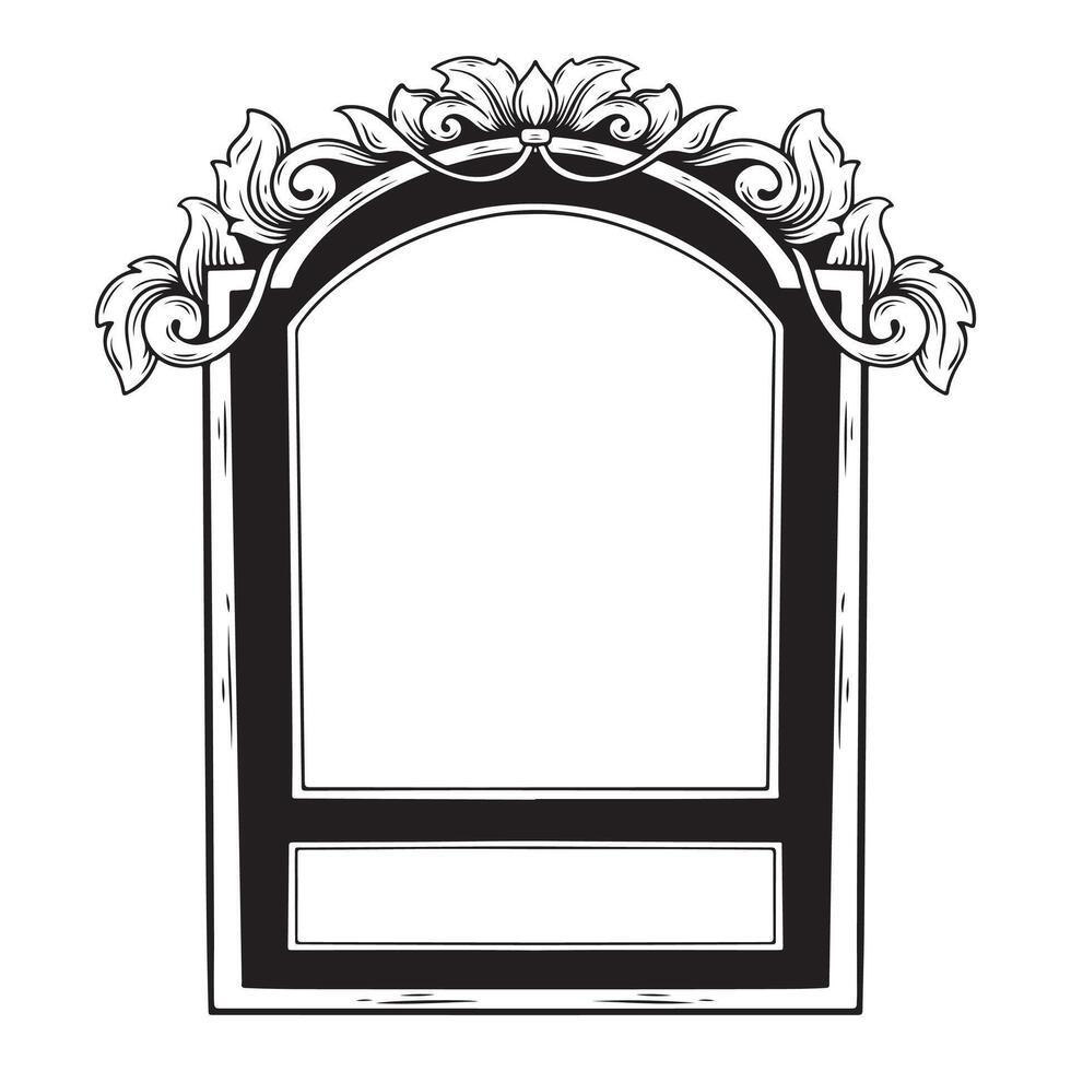 Illustration of vintage frame with floral ornament on white backround vector