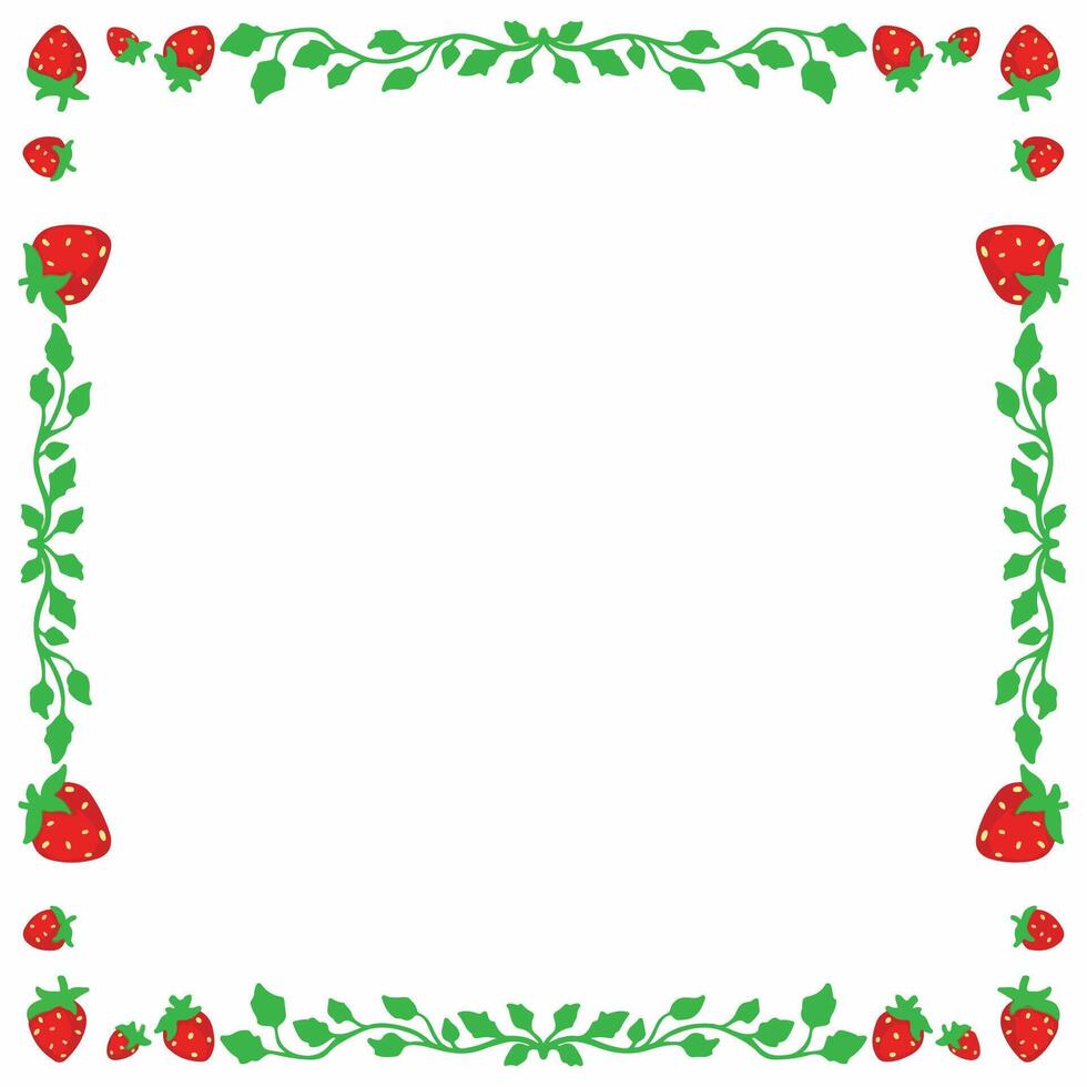 Illustration of floral frame with strawberries on a white background vector