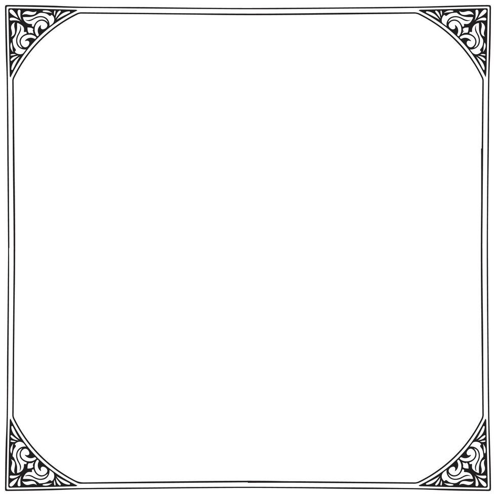 Border frame line deco art simple line corner. Isolated on white vector