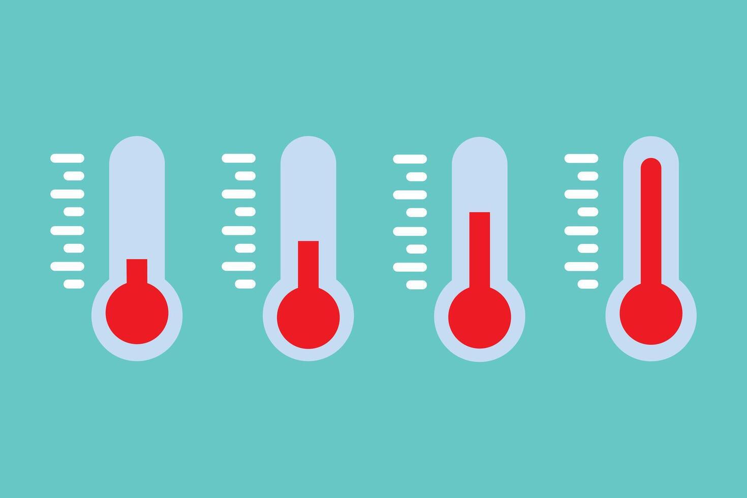 illustration of red thermometers with different levels, flat style, EPS10 vector