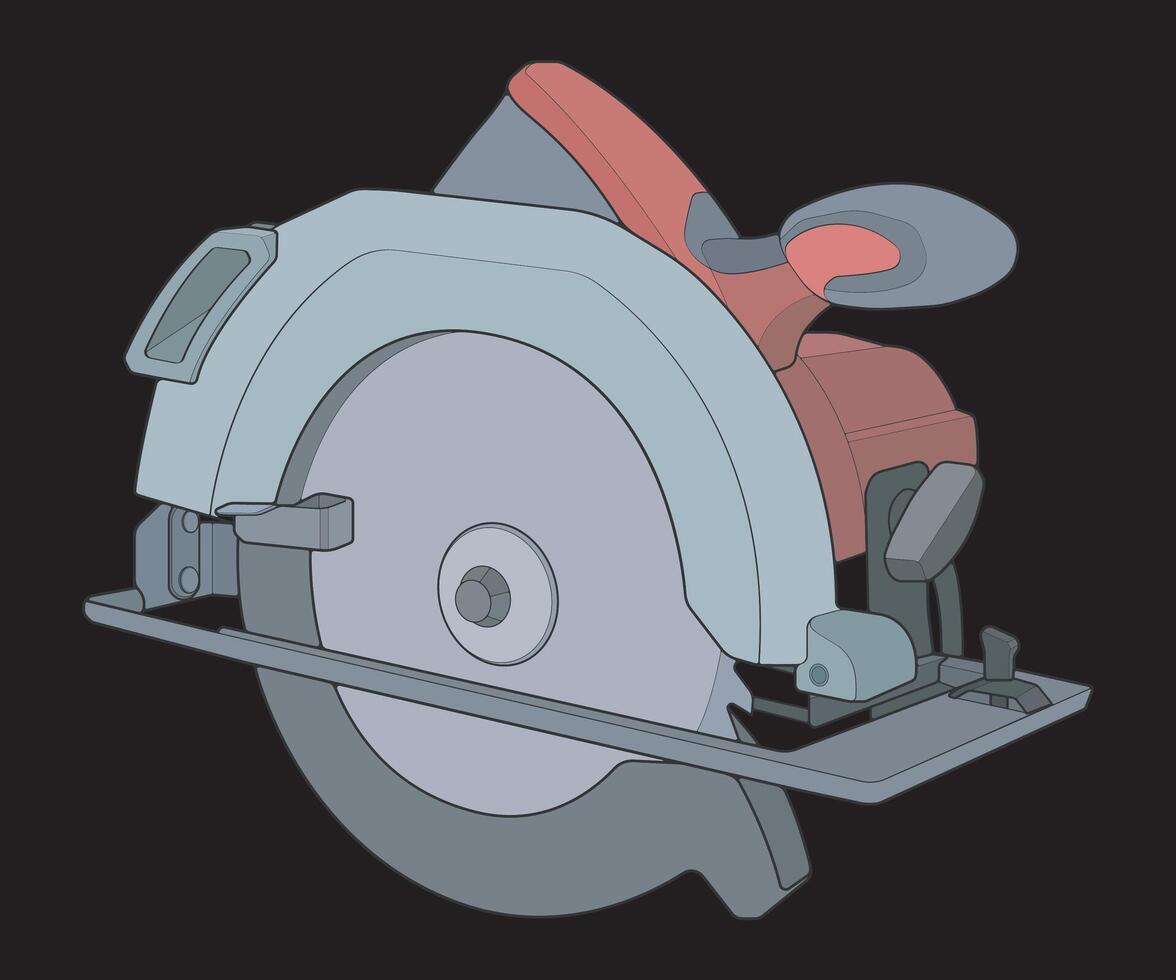 Illustration of Circular Saw Power Tool isolated on black background vector