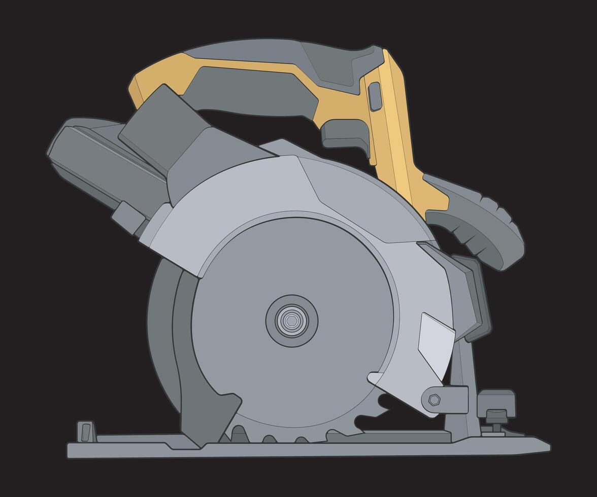 Illustration of Circular Saw Power Tool isolated on black background. vector