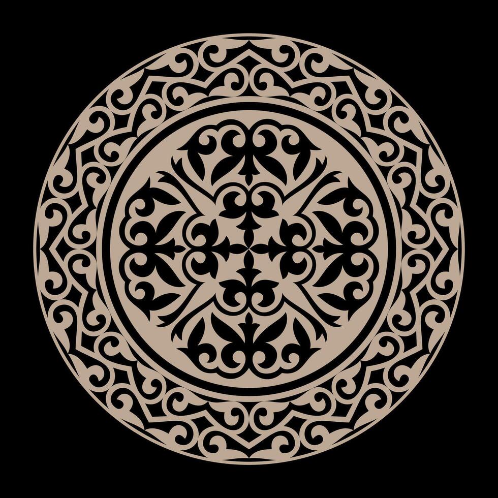 Traditional gold ornament of middle Asia for decoration of clothes, yurts, medallions. Golden Element of the national pattern of the ancient nomads. Traditional ornament in Kazakh style vector