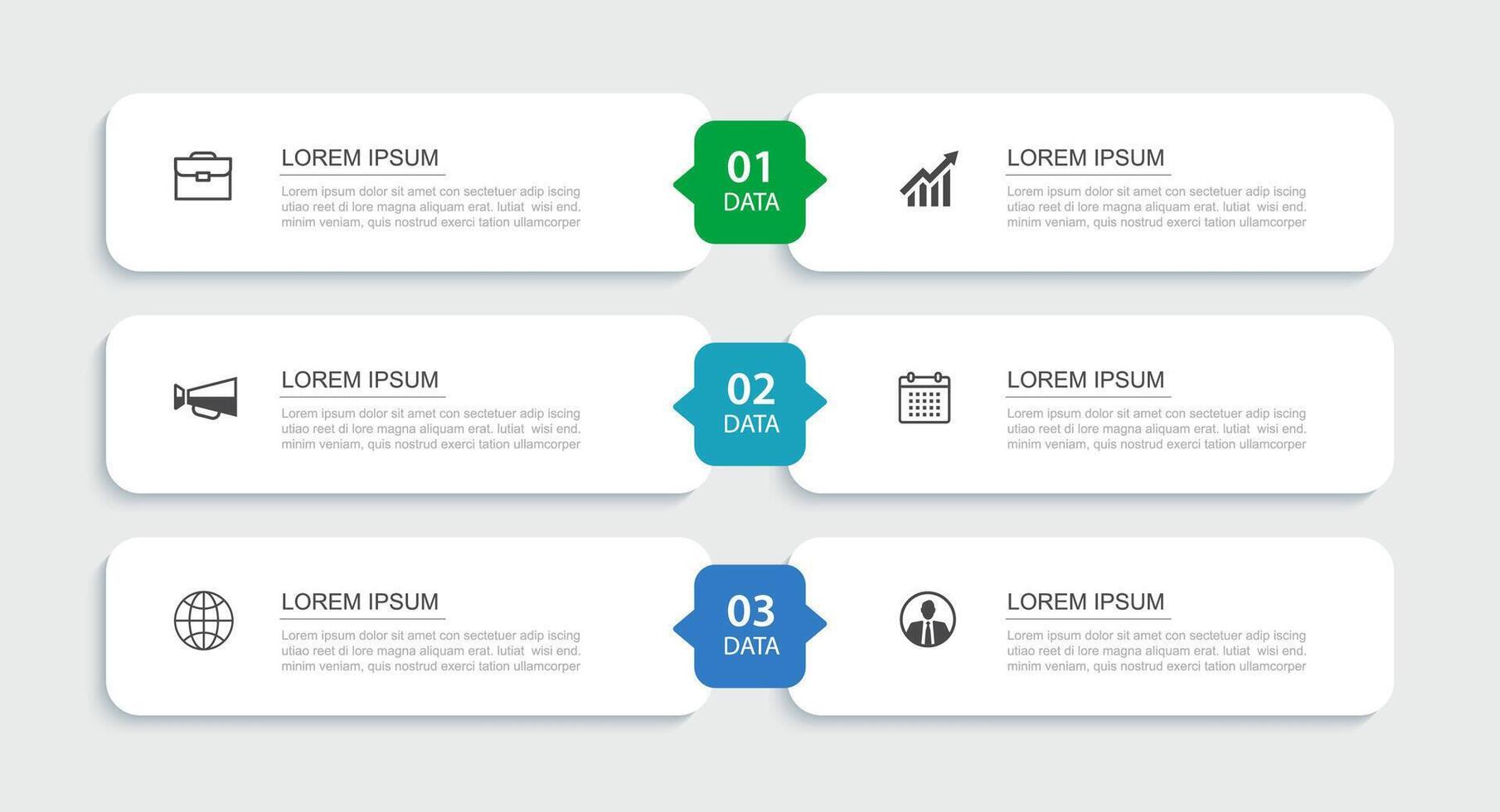 3 data infographics rectangle tab index template. Illustration business abstract background. vector
