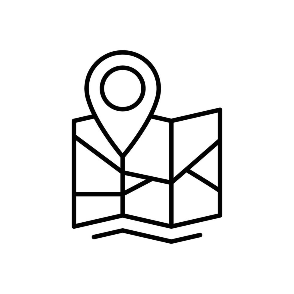 Navigation Map Icon with Pin Outline Thin Line Symbol for Travel and Geolocation vector