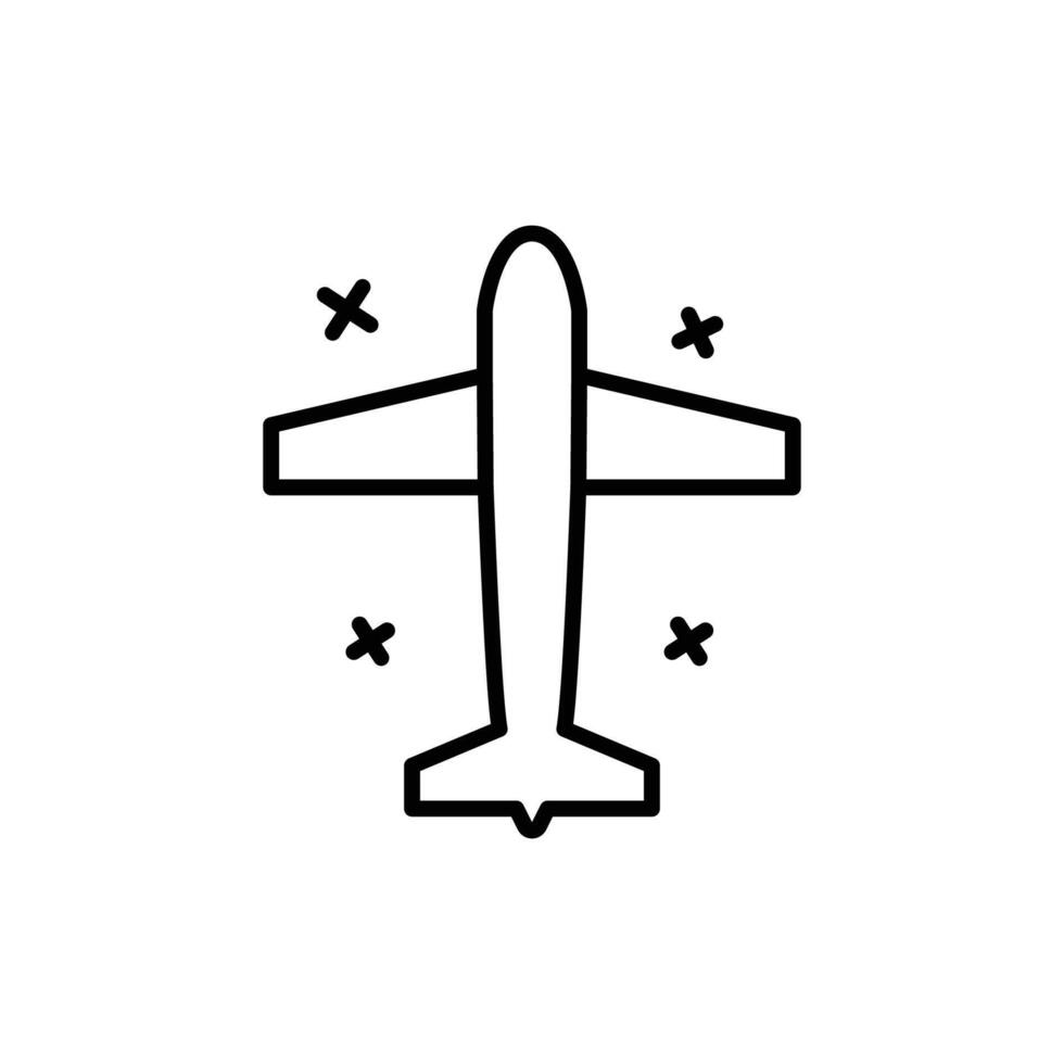 Flying Aircraft Icon Thin Line Outline Style from Top Perspective for Aviation or Tourism Use vector