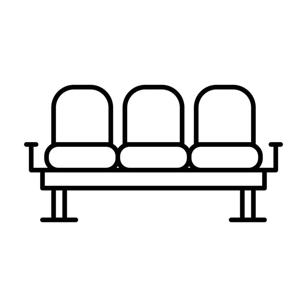 Waiting Area Seat Icon Outline Style Thin Line Symbol for Public Seating or Lounge vector