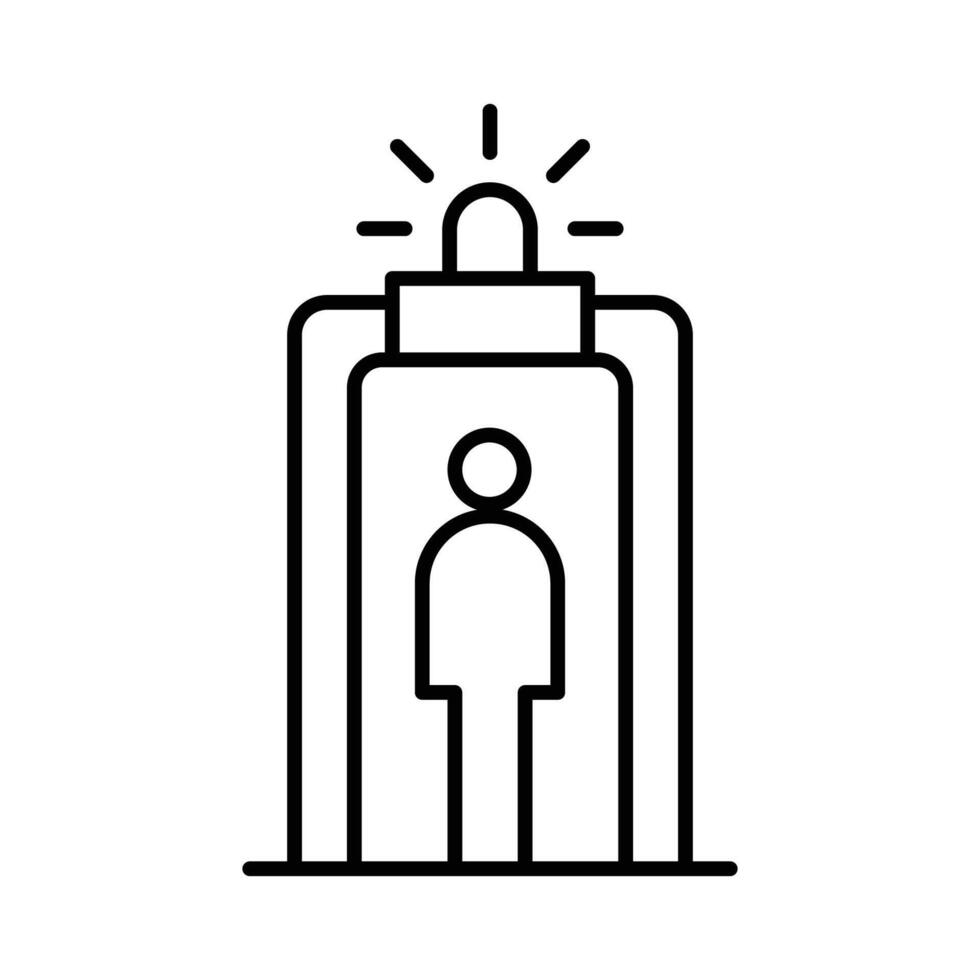 Security Gate Detection Symbol with Person Outline Thin Line Icon vector