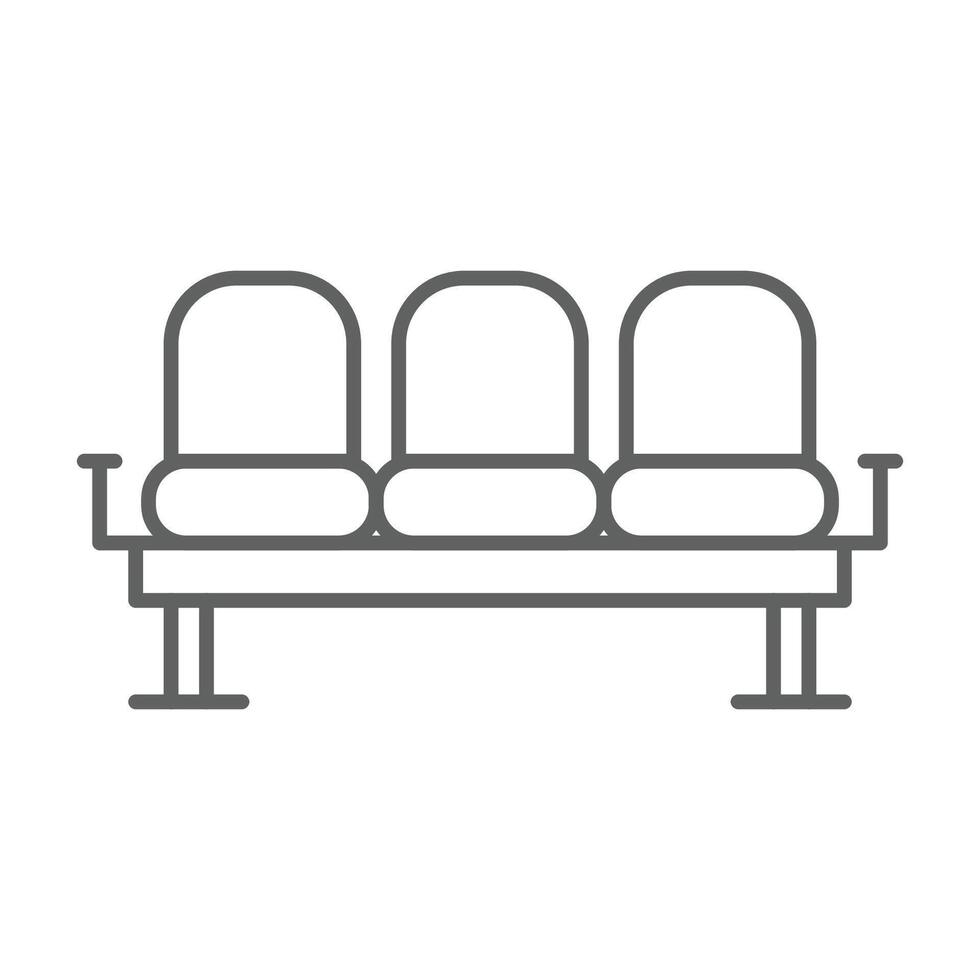 Waiting Area Seat Icon Outline Style Thin Line Editable Stroke Symbol for Public Seating or Lounge vector