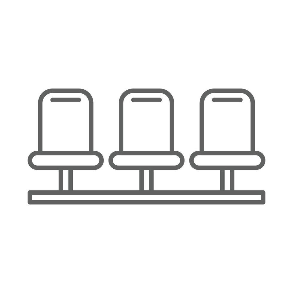 Outline Icon of Bench or Waiting Chairs Thin Line Editable Stroke for Public or Commercial Seating vector
