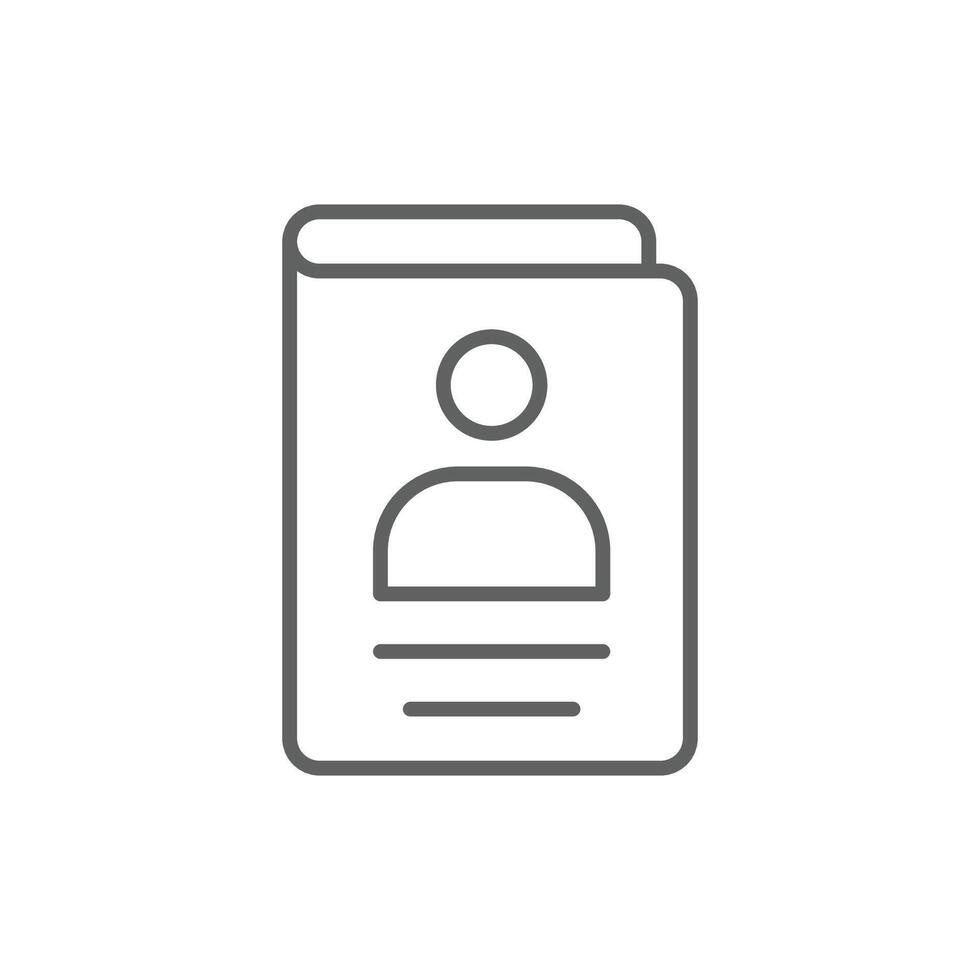 Thin Line Outline Icon of Passport Identification Document Editable Stroke Style Symbol vector