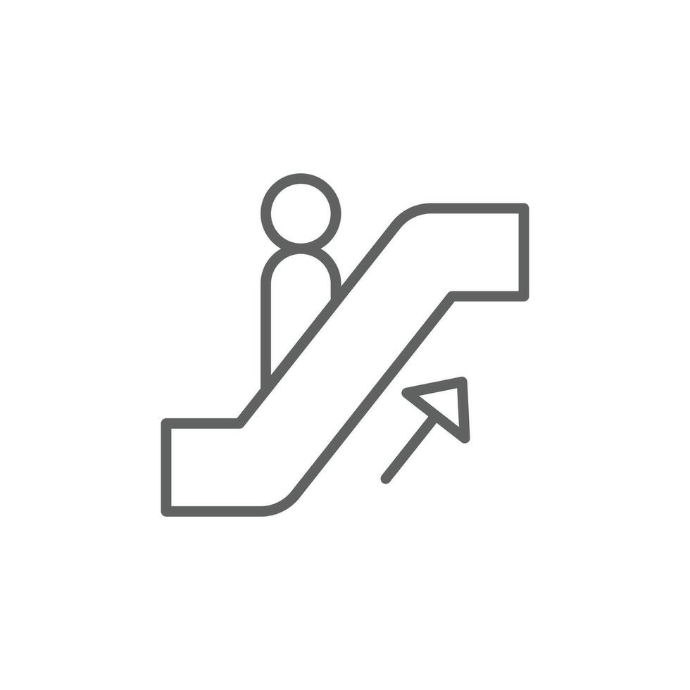 Escalator Up Icon Outline with Person Thin Line Editable Stroke vector