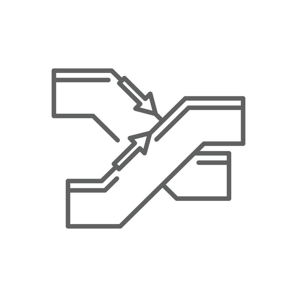 Outline Icon of Up and Down Escalators Editable Stroke Public Transport Infrastructure Symbol vector
