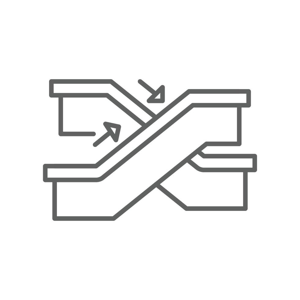 Escalator Direction Icon with Two Moving Stairways Outline Thin Line Editable Symbol vector