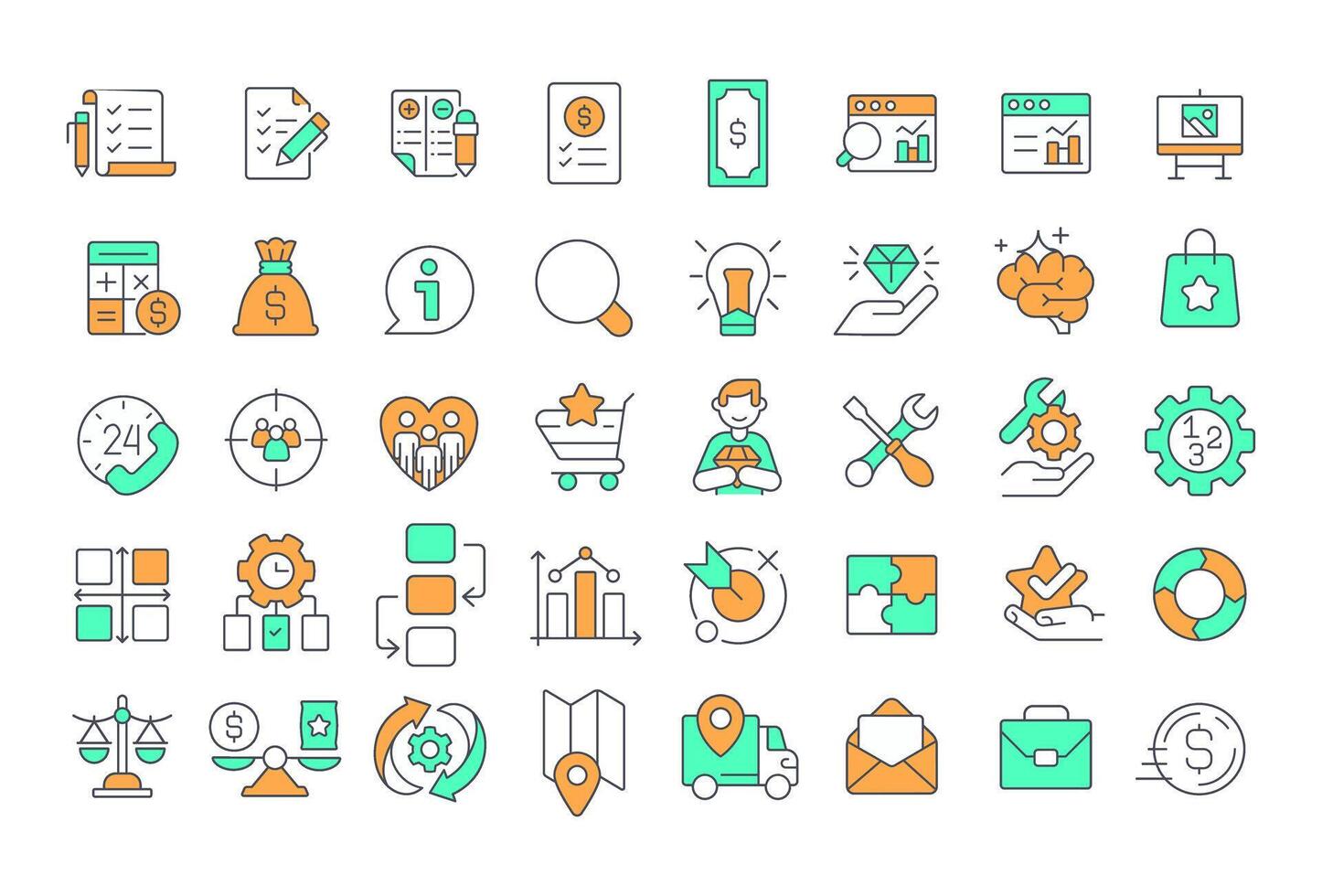 Value engineering line color icons set. Target audience, marketing. Process management, workflow diagram. illustrations. Simple flat colorful symbols collection. Editable stroke vector