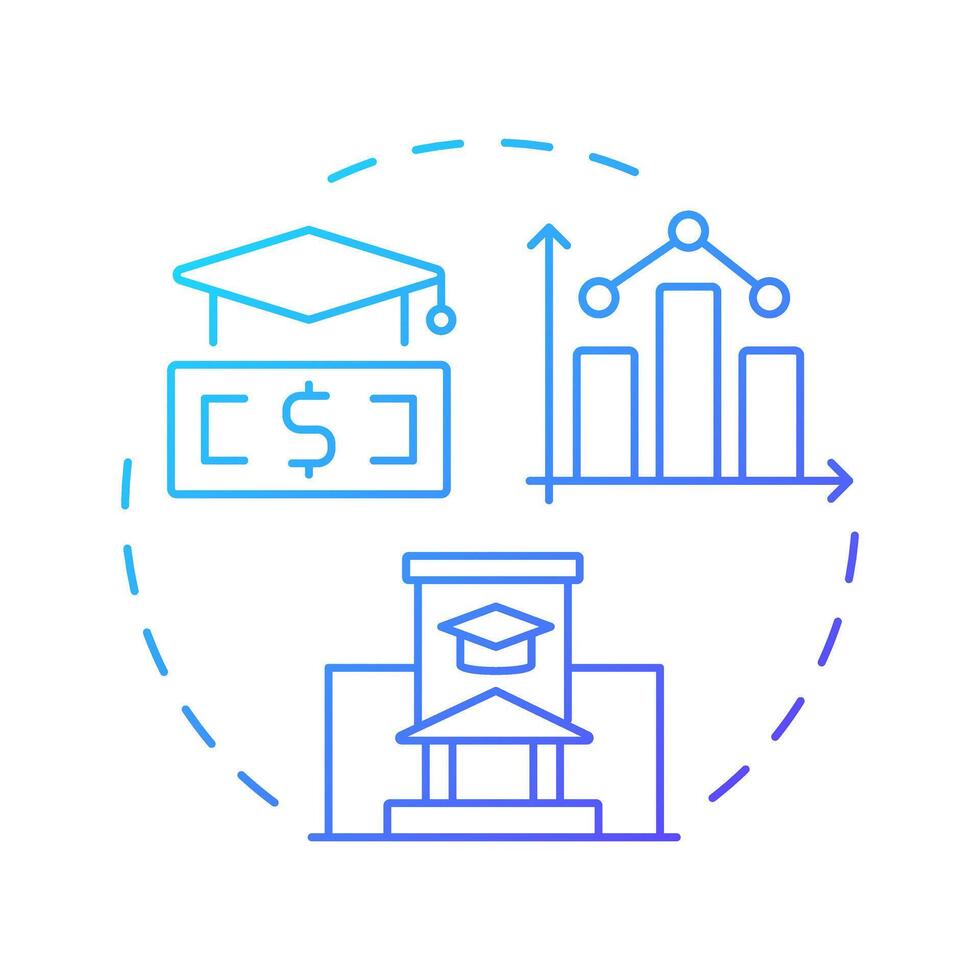 Student financial services blue gradient concept icon. Statistical metrics, accountability. Budget management. Round shape line illustration. Abstract idea. Graphic design. Easy to use in article vector
