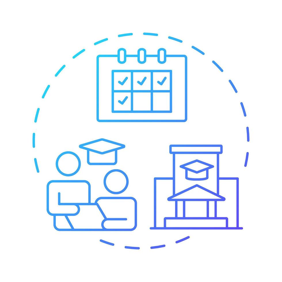 Course scheduling blue gradient concept icon. Student services. Teaching plan, tutoring. Round shape line illustration. Abstract idea. Graphic design. Easy to use in article, infographic vector