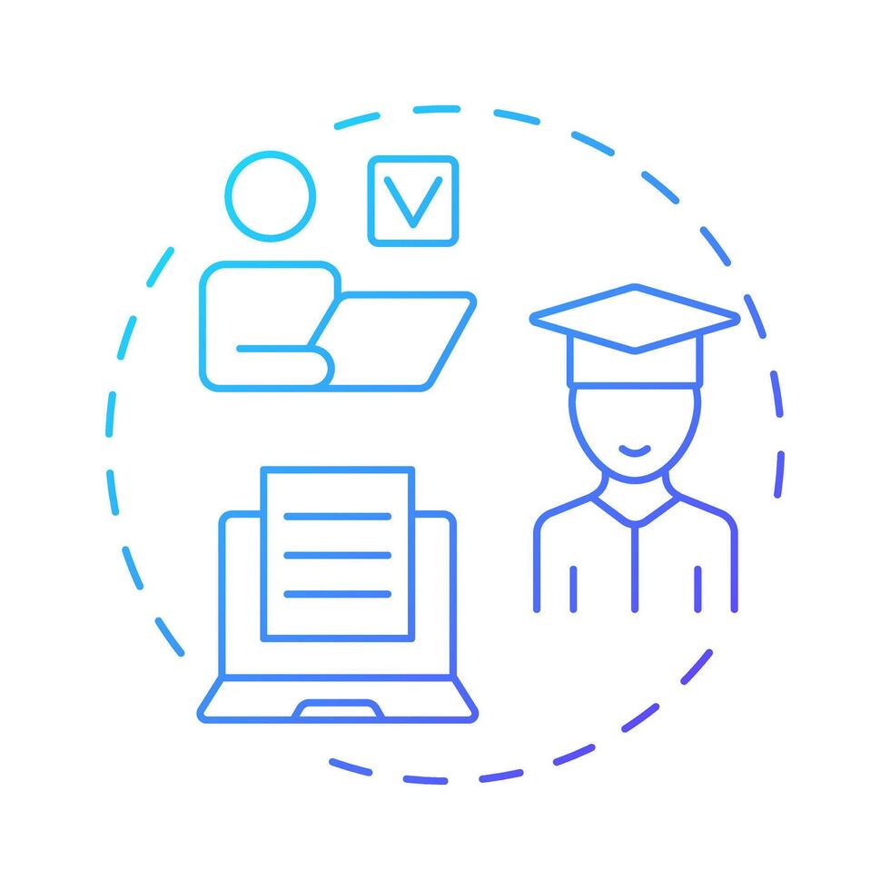 Student portal blue gradient concept icon. Academic tools, learning materials. Educational access. Round shape line illustration. Abstract idea. Graphic design. Easy to use in article, infographic vector