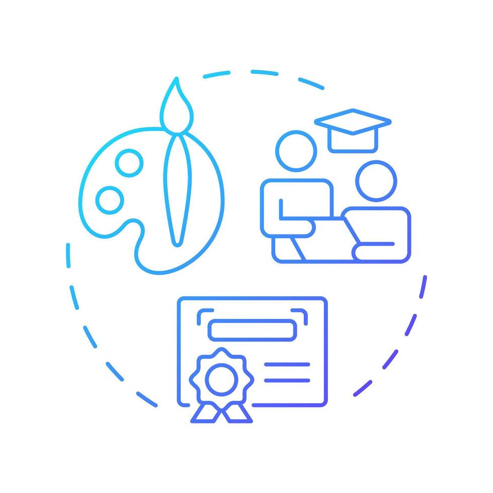 Academies and training centers blue gradient concept icon. Student services, graduation. Round shape line illustration. Abstract idea. Graphic design. Easy to use in article, infographic vector