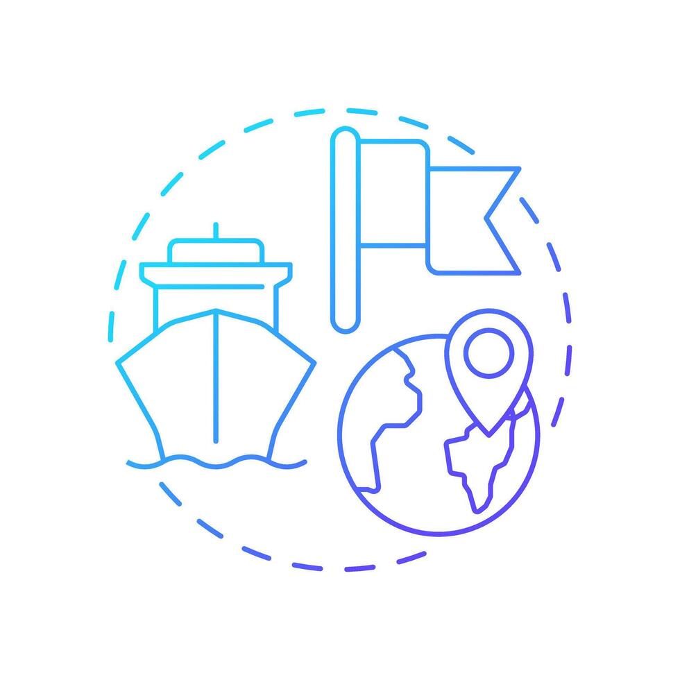 Flag state blue gradient concept icon. Ship management system solution. Country of vessel registration. Round shape line illustration. Abstract idea. Graphic design. Easy to use in booklet vector