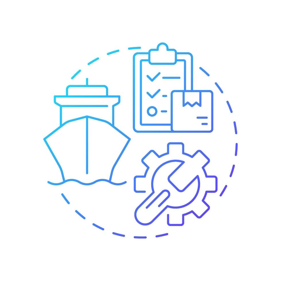 Shipping procurement blue gradient concept icon. Ship management system solution. Strategic logistics industry. Round shape line illustration. Abstract idea. Graphic design. Easy to use in booklet vector