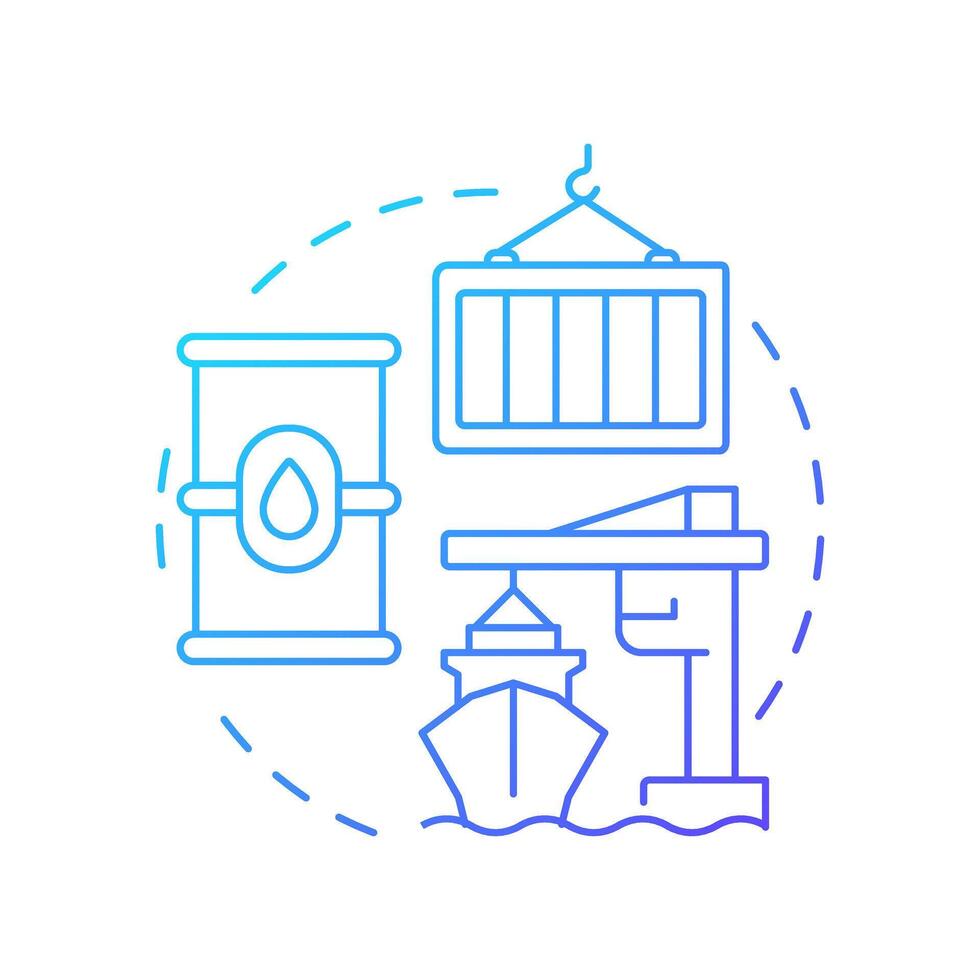 Port and terminal coordination blue gradient concept icon. Ship management system solution. Effective regulation. Round shape line illustration. Abstract idea. Graphic design. Easy to use in booklet vector