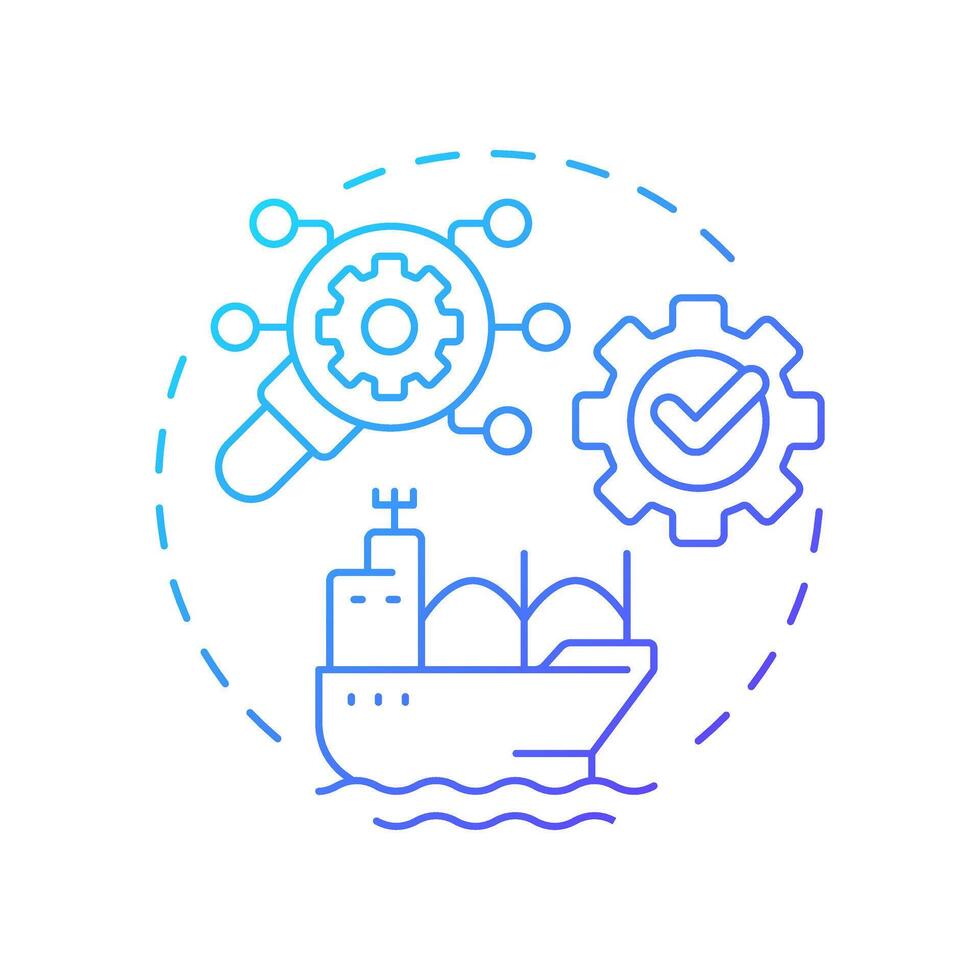 Bulk carrier management blue gradient concept icon. Carry unpackaged dry cargo. Vessel type regulation solution. Round shape line illustration. Abstract idea. Graphic design. Easy to use in booklet vector