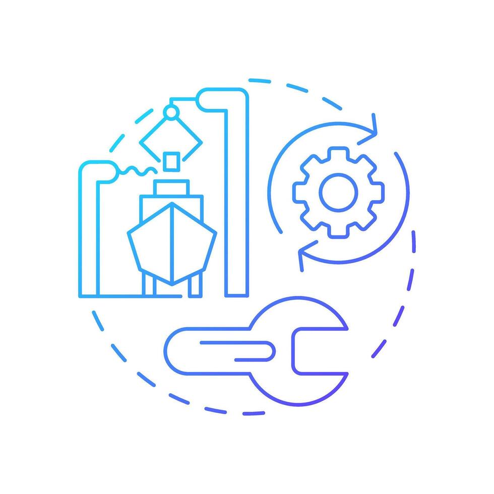 Dry docking blue gradient concept icon. Vessel repair service. Out of water maintenance. Technical ship management. Round shape line illustration. Abstract idea. Graphic design. Easy to use in booklet vector
