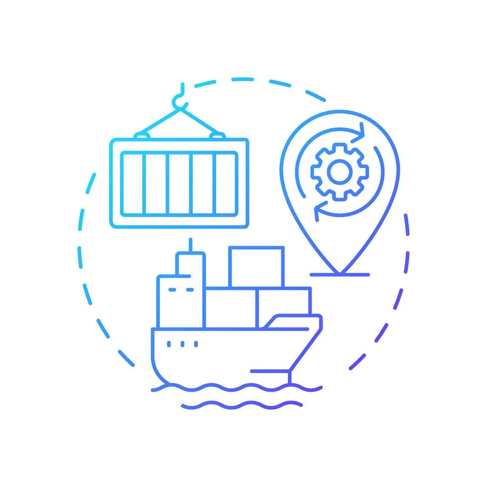 Container vessel management blue gradient concept icon. Transporting packed cargoes. Ship type regulation solution. Round shape line illustration. Abstract idea. Graphic design. Easy to use in booklet vector