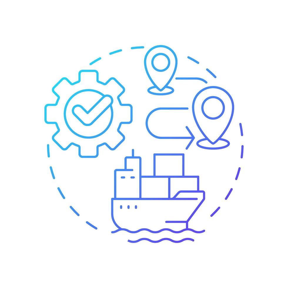Planning blue gradient concept icon. Detailed berth to berth navigational route. Stage of passage development. Round shape line illustration. Abstract idea. Graphic design. Easy to use in booklet vector