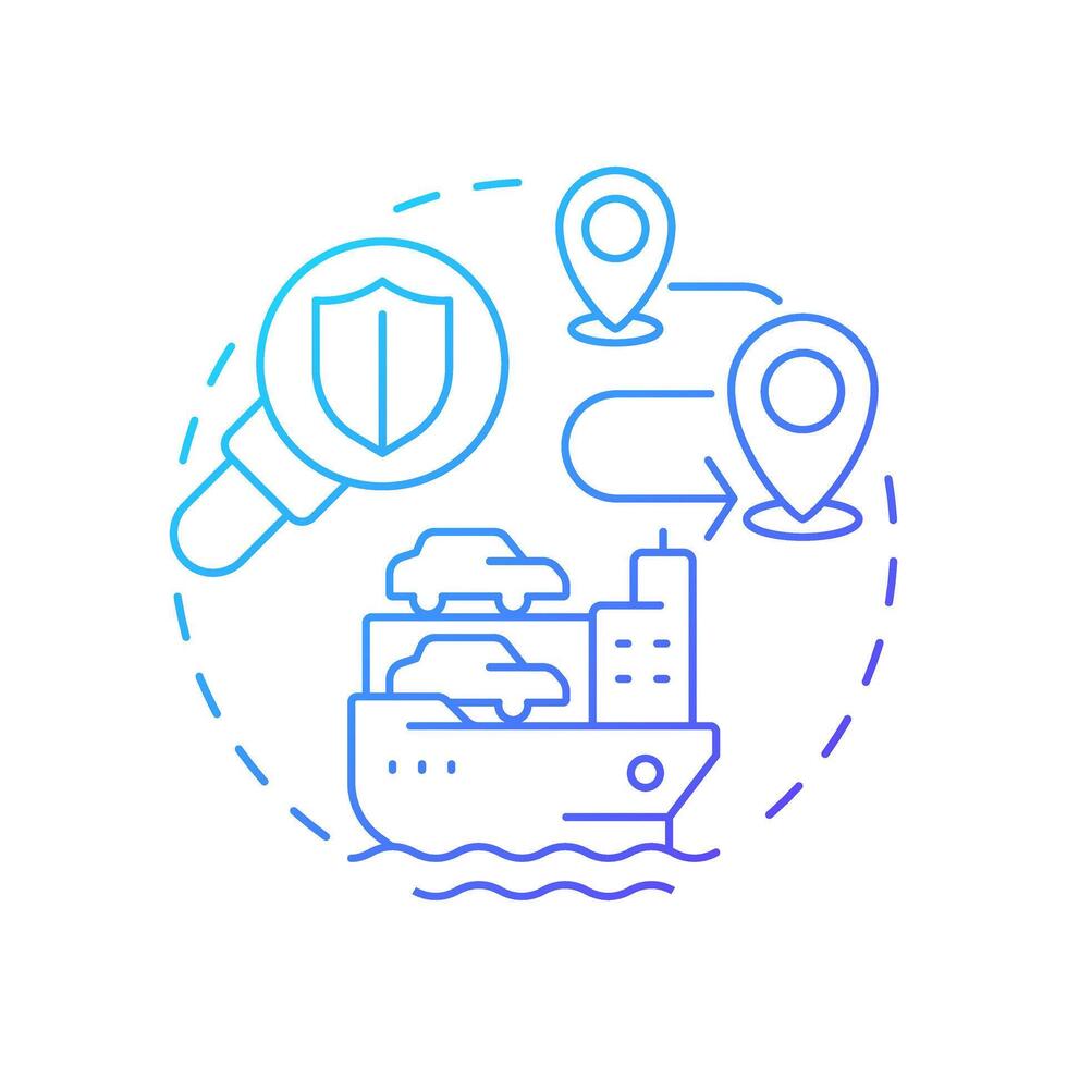 Car carrier management blue gradient concept icon. Carry rolling cargo. Vessel type regulation solution. Round shape line illustration. Abstract idea. Graphic design. Easy to use in booklet vector